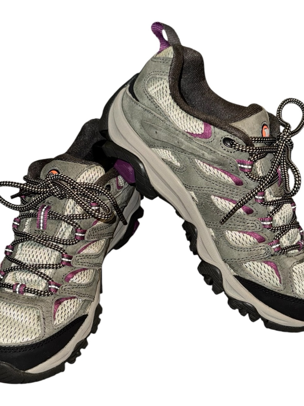 Women’s Merrell Moab 3 Trail Running Shoes - Gray/green with Purple Accents - Picture 2 of 7